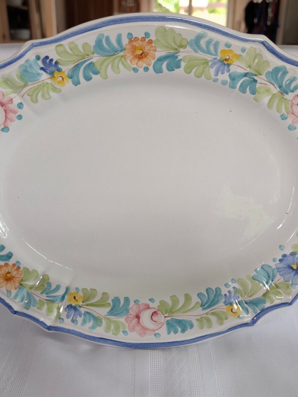 WILLIAMS SONOMA Mari Floral hand-painted Serving Platter Made in Italy